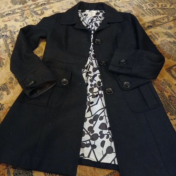 TULLE Black Wool Blend Peacoat S - Picture 10 of 10